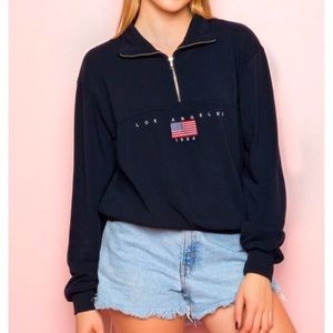 Brandy Melville navy Los Angeles 1984 quarterzip